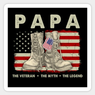 Papa The Veteran The Myth The Legend American Flag Magnet